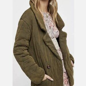 Free People Green Tawny Pillow Jacket, Quilted